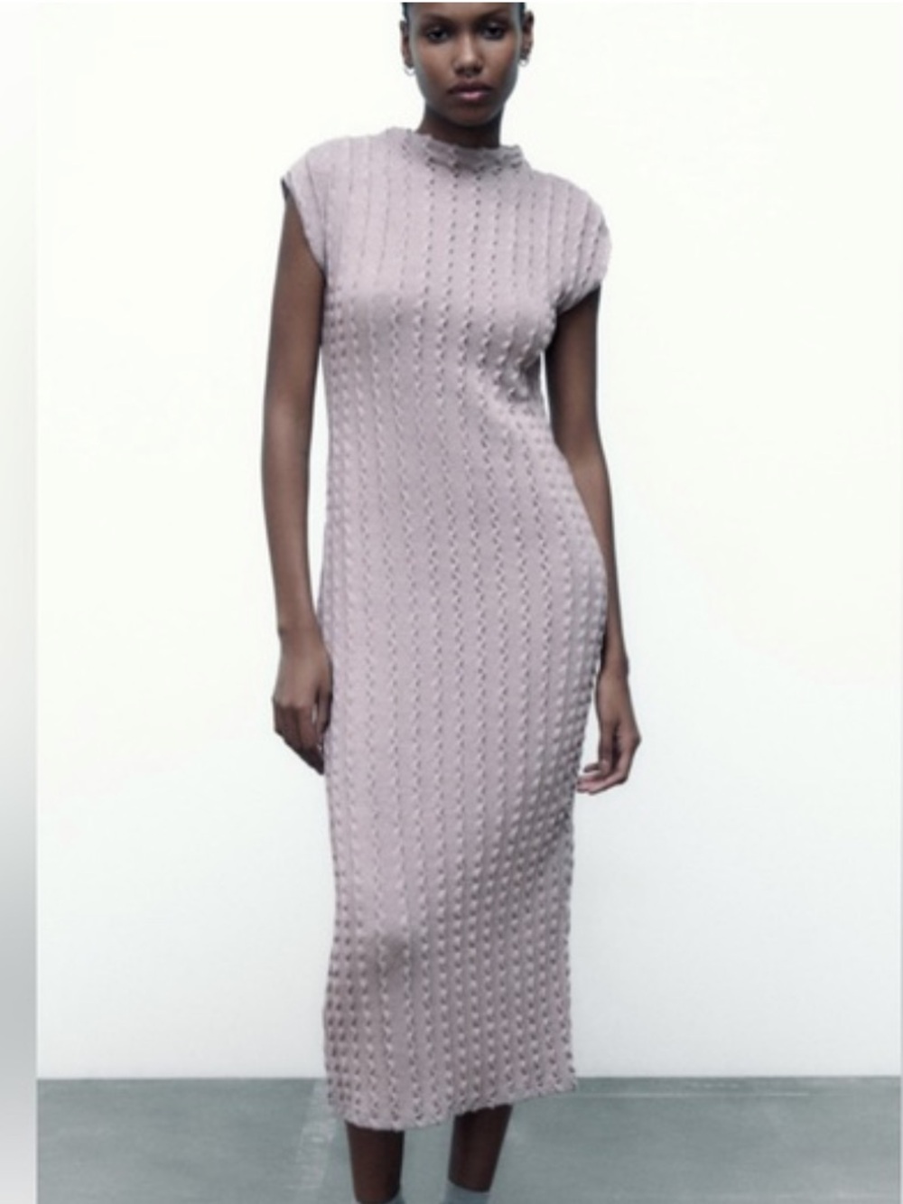 Zara Lavender Textured Midi Dress